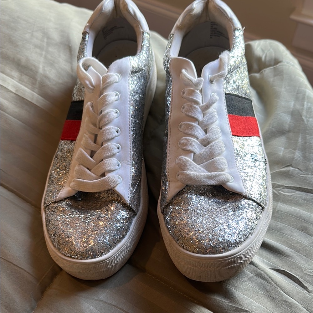 Steve Madden Silver Glitter Athletic Shoes